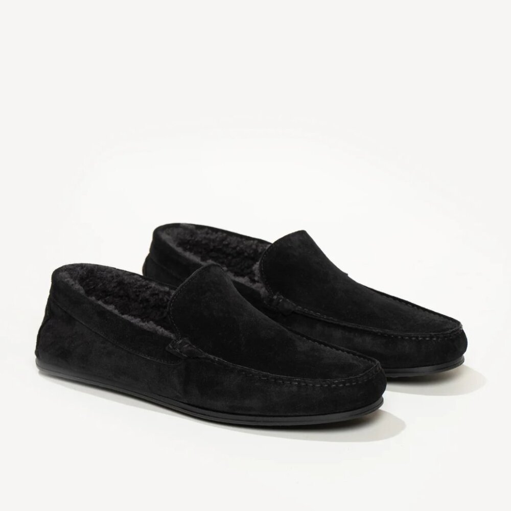 M. Gemi The Felize Shearling Uomo Black Men`s Moccasins Size US 13 / IT 46